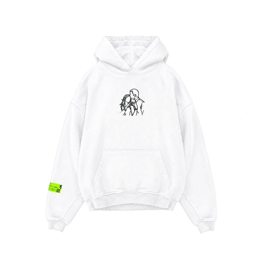 Lineart Portrait Embroidery Oversized Hoodie