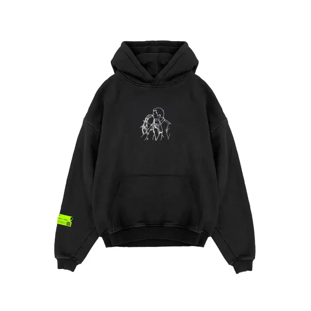 Lineart Portrait Embroidery Oversized Hoodie