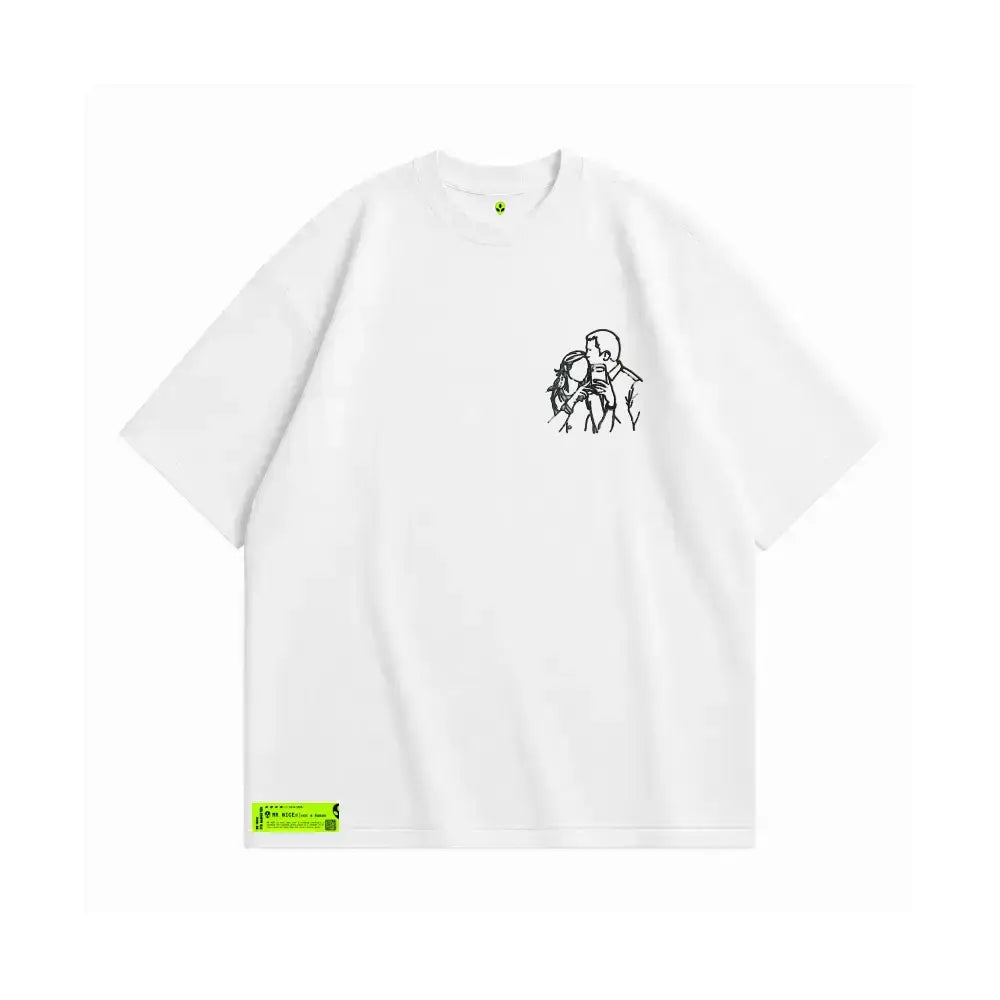 Lineart Portrait Embroidery Oversized Tee