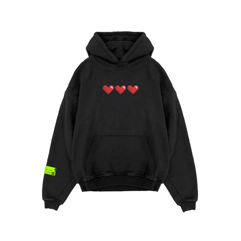 Hearts Oversized Hoodie Black