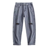 Knee Cut Mom Fit Gray